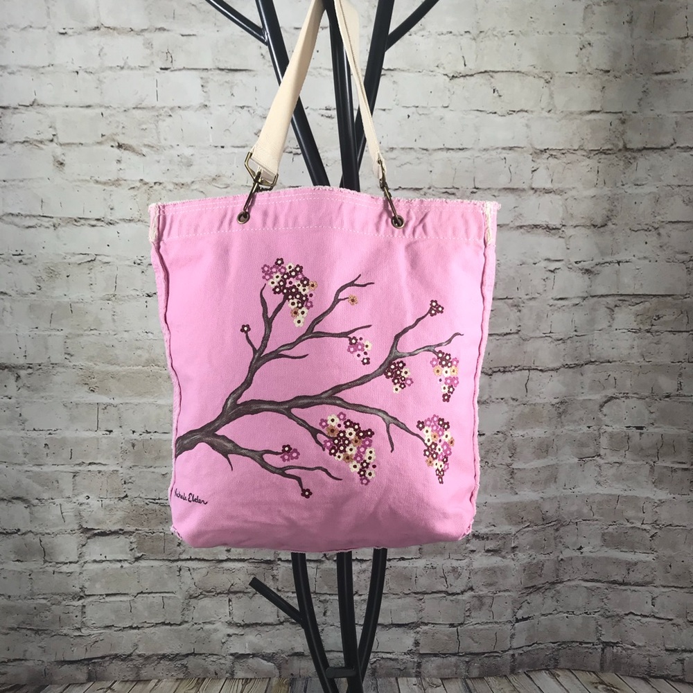 Authentic Pigment Tote Bag with Cherry Blossoms